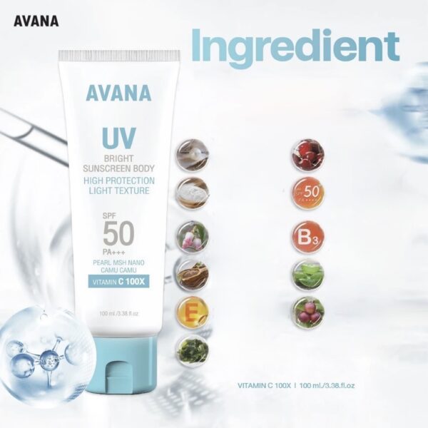 Avana UV Bright Sunscreen Body Cream SPF50 PA+++ – Image 5