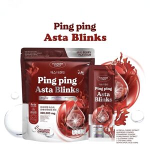 Foundercolly Ping Ping C Asta Blinks 300000 mg Collagen Dipeptide – Collagène Marin Vitamine C et Astaxanthine