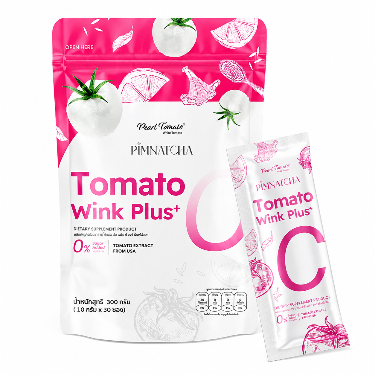 Снимок 18.07.2026 в 16.39 Pimnatcha Tomato Wink Plus+C – Collagène Glutathion Tomate Blanche et Vitamine C 300 g – Image 1