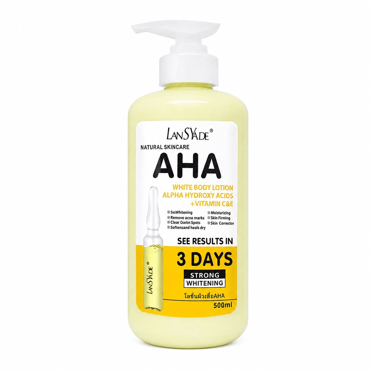 Изображение 904 Lansyade AHA White Body Lotion – corps exfoliante aux AHA 500 ml – Image 1